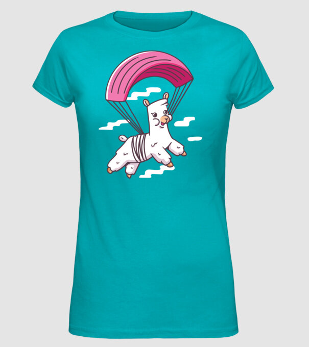Alpaca parașutist model turcoaz pe tricou