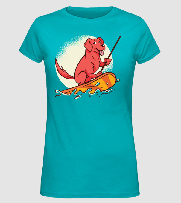 Câine vâslind model turcoaz pe tricou