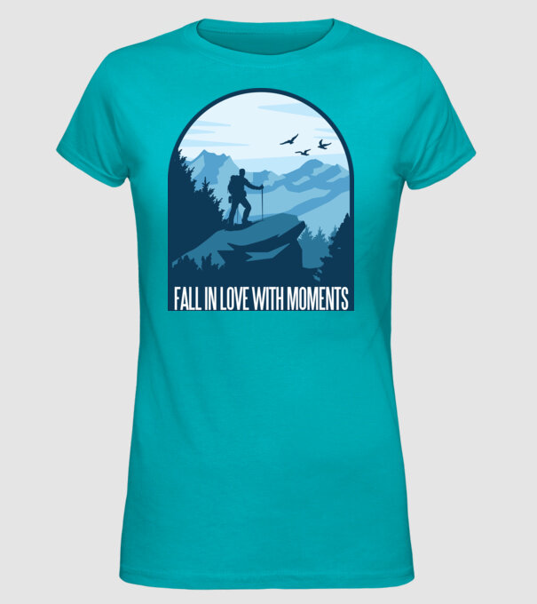 Fall in love with moments model turcoaz pe tricou