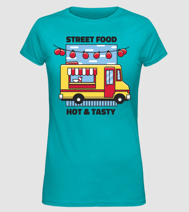Foodtruck model turcoaz pe tricou