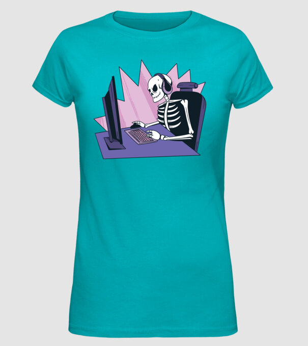 Schelet Gamer model turcoaz pe tricou
