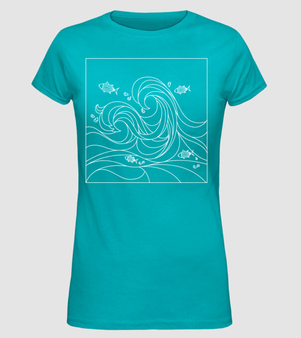 Ocean geometric model turcoaz pe tricou