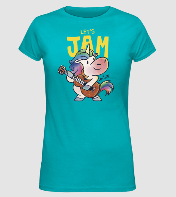 Unicorn cu chitara model turcoaz pe tricou