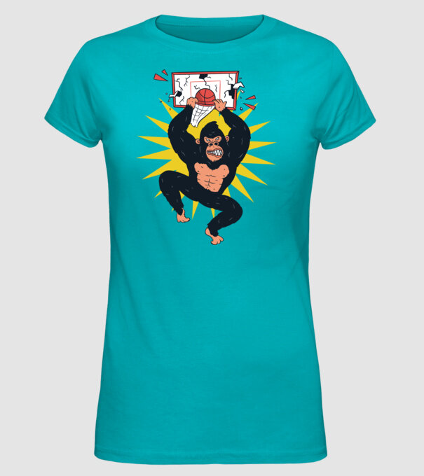 Gorilă baschet model turcoaz pe tricou