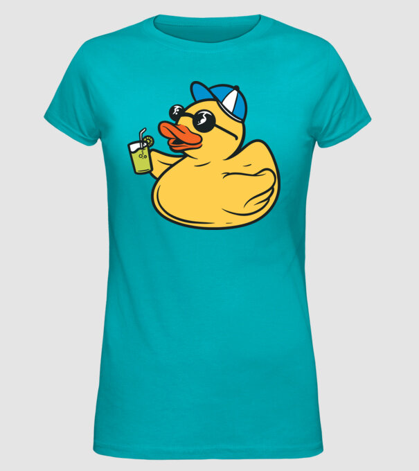 rățușcă de cauciuc Vacanță model turcoaz pe tricou