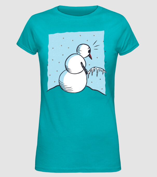 Om de zăpadă face pipi tricou amuzant model turcoaz pe tricou