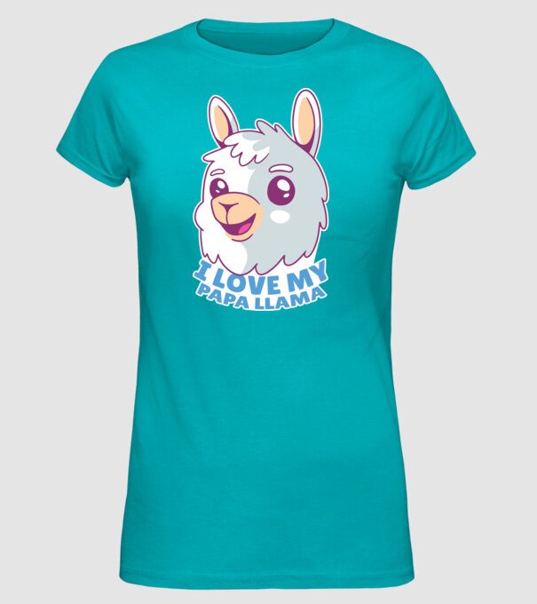 I Love My Papa Llama tricou drăguț cu lamă pentru bunicul model turcoaz pe tricou