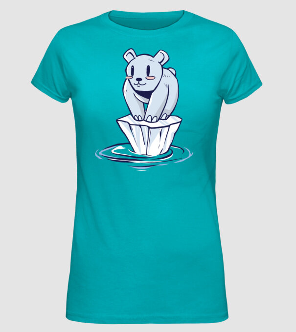 Urs polar pe gheața care se topește model turcoaz pe tricou