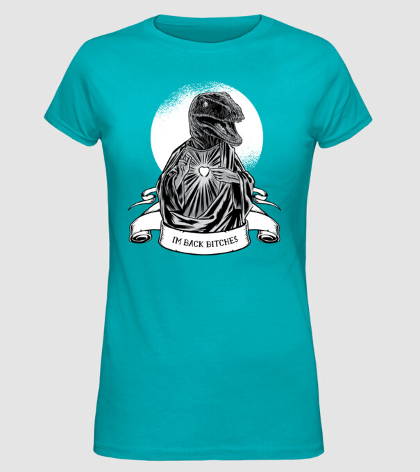 Iisus Raptor Dinozaur model turcoaz pe tricou