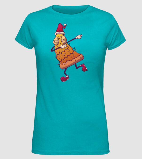 Pizza de Crăciun DAB model turcoaz pe tricou