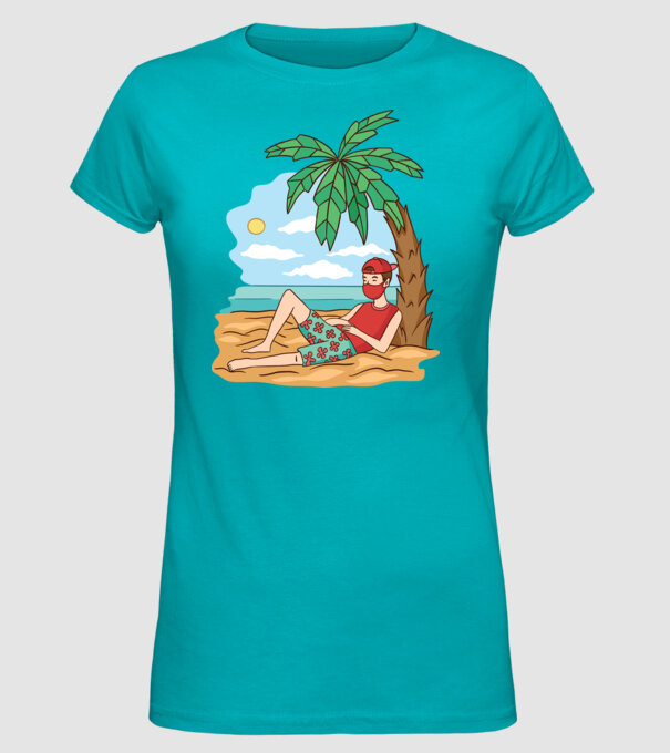 Vacanță în carantină model turcoaz pe tricou