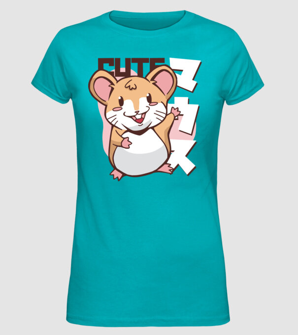 Șoarece Kawaii model turcoaz pe tricou