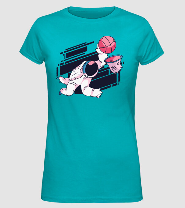 Astronaut Baschetbalist model turcoaz pe tricou
