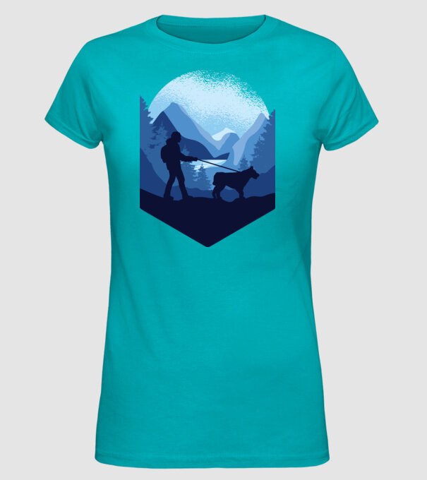 Excursie cu Câine model turcoaz pe tricou