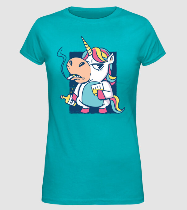 Unicorn rebel model turcoaz pe tricou