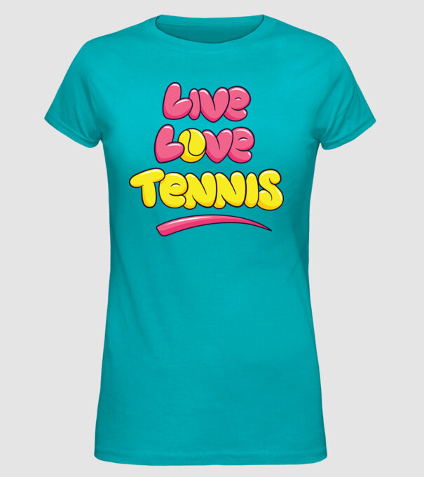 Live Love Tennis model turcoaz pe tricou