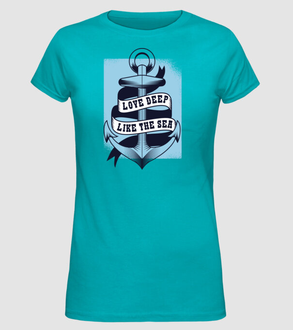 'Love deep like the sea ancoră dragoste Valentine''s Day' model turcoaz pe tricou