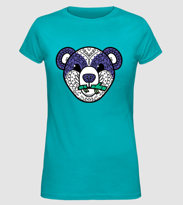 Mandala Panda model turcoaz pe tricou