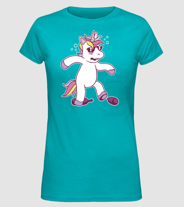Mahmureală unicorn model turcoaz pe tricou