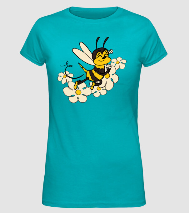 Albină Floare model turcoaz pe tricou
