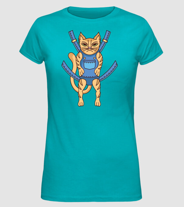 Pisică Supărată model turcoaz pe tricou