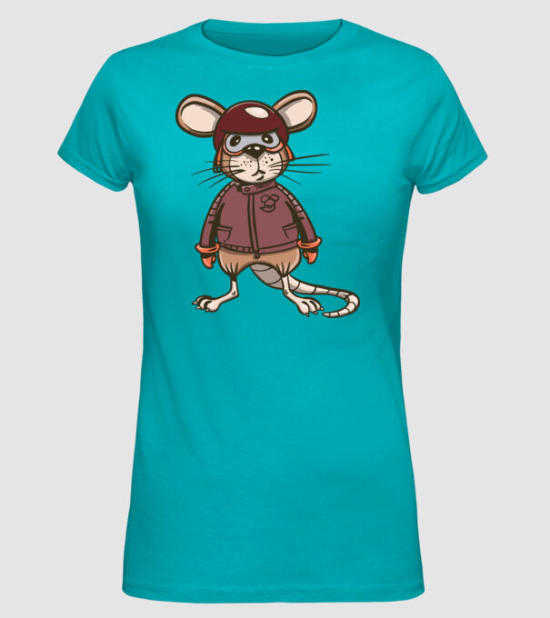 Șobolan motociclist model turcoaz pe tricou