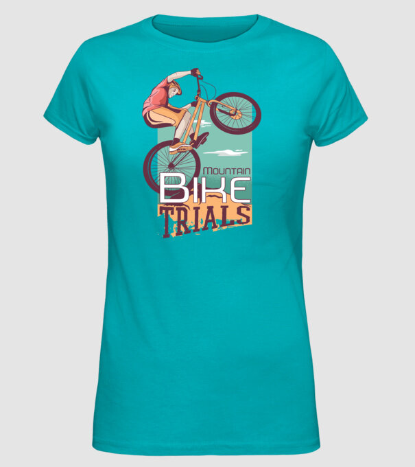 Truc Mountainbike model turcoaz pe tricou