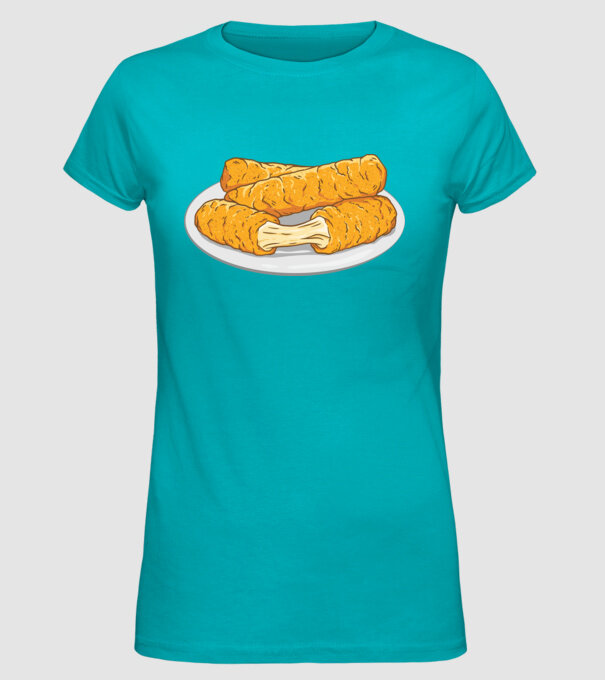 Fâșii de mozarella model turcoaz pe tricou