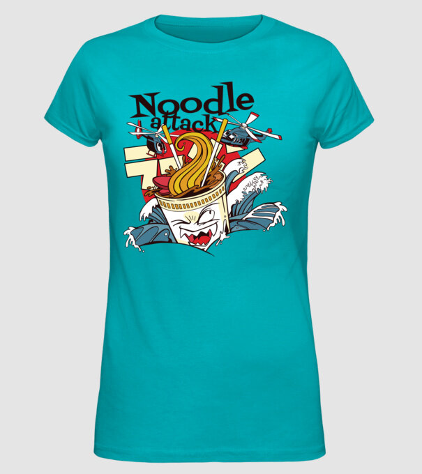 Noodle Attack model turcoaz pe tricou