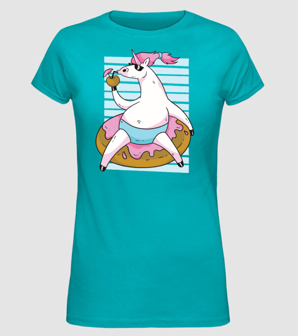 Unicorn în vacanță model turcoaz pe tricou