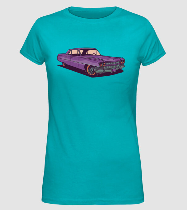 Mașină Old school model turcoaz pe tricou