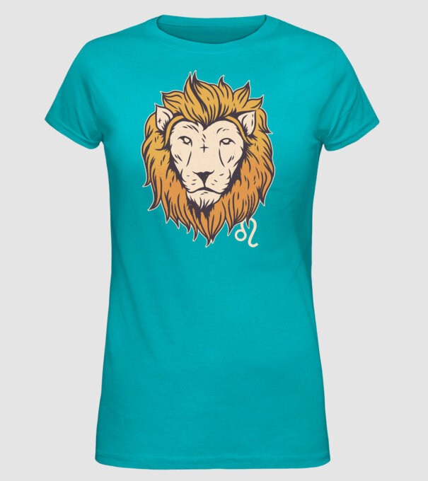 Lion head Horoscope model turcoaz pe tricou