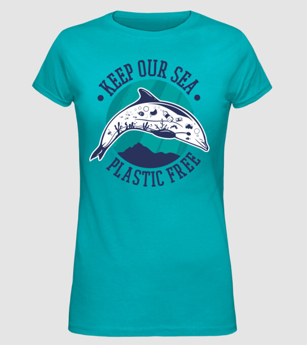 Să protejăm apele de plastic model turcoaz pe tricou