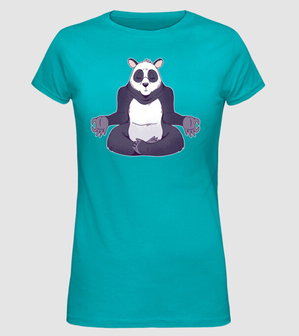 Panda Meditație model turcoaz pe tricou