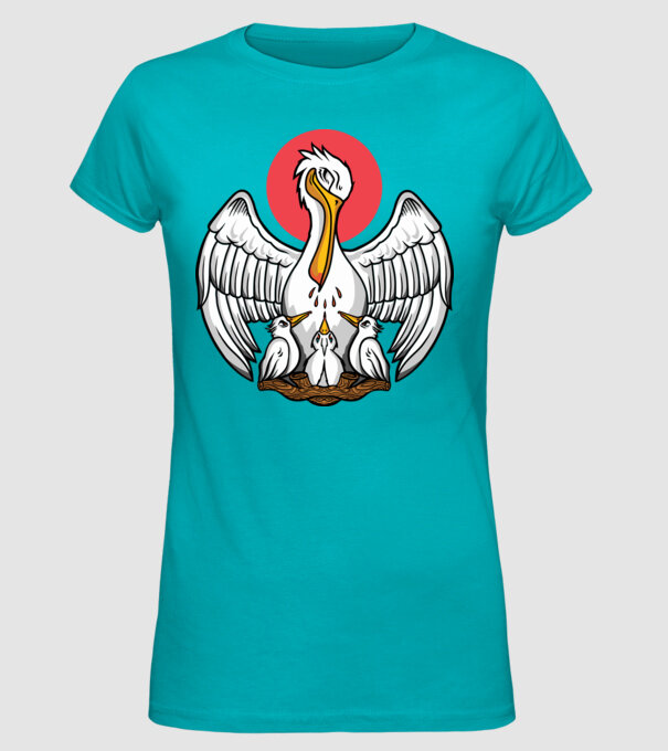 Familie Pelican model turcoaz pe tricou
