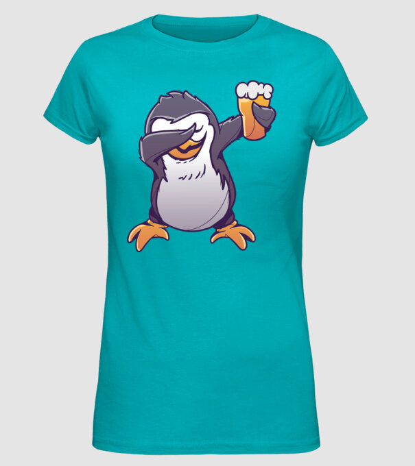 Pinguin cu Bere DAB model turcoaz pe tricou