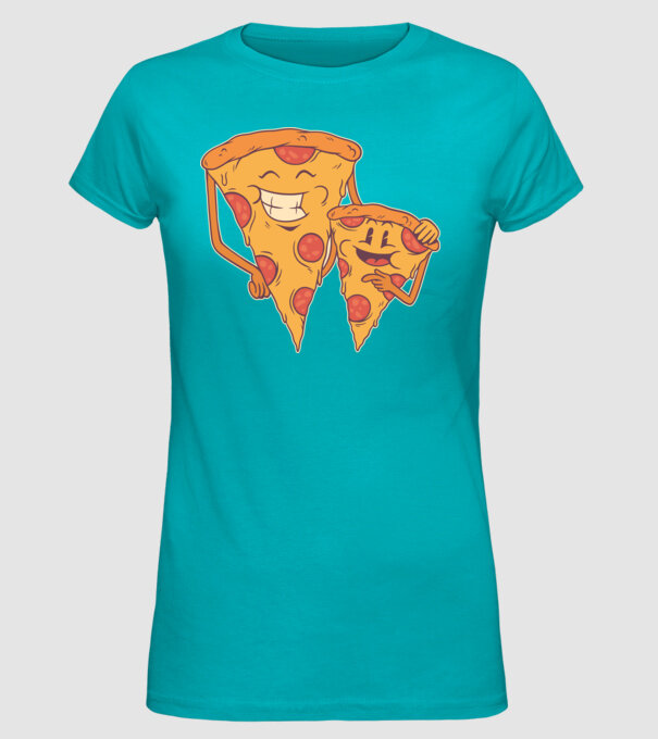 Familie Pizza model turcoaz pe tricou