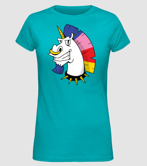 Punk unicorn model turcoaz pe tricou