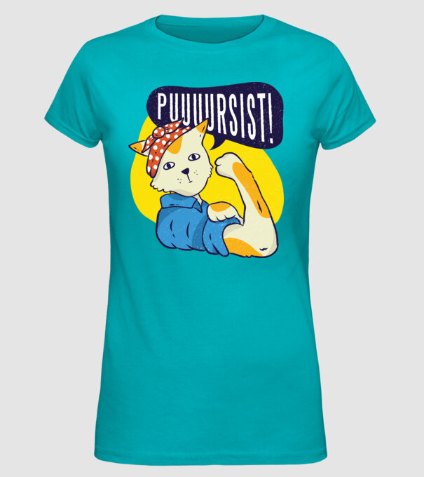 Pisică Pursist model turcoaz pe tricou