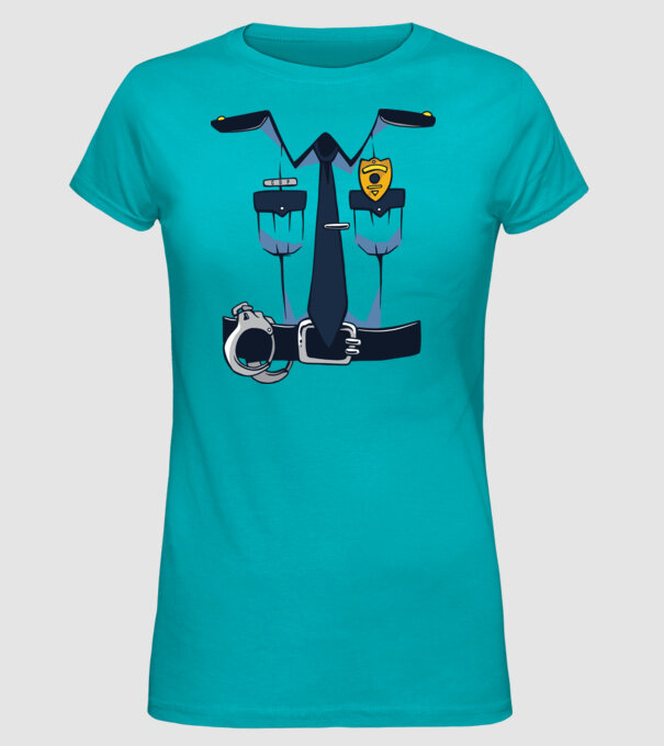 Costum de polițist pentru Halloween model turcoaz pe tricou