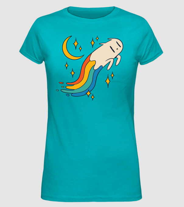 Pisoi zburător model turcoaz pe tricou