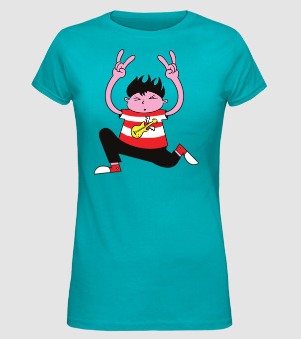 Băiat Rocker model turcoaz pe tricou