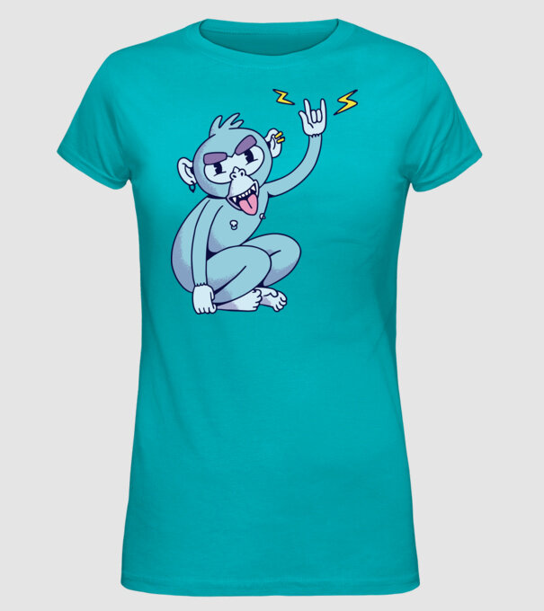 Maimuța Rocker model turcoaz pe tricou