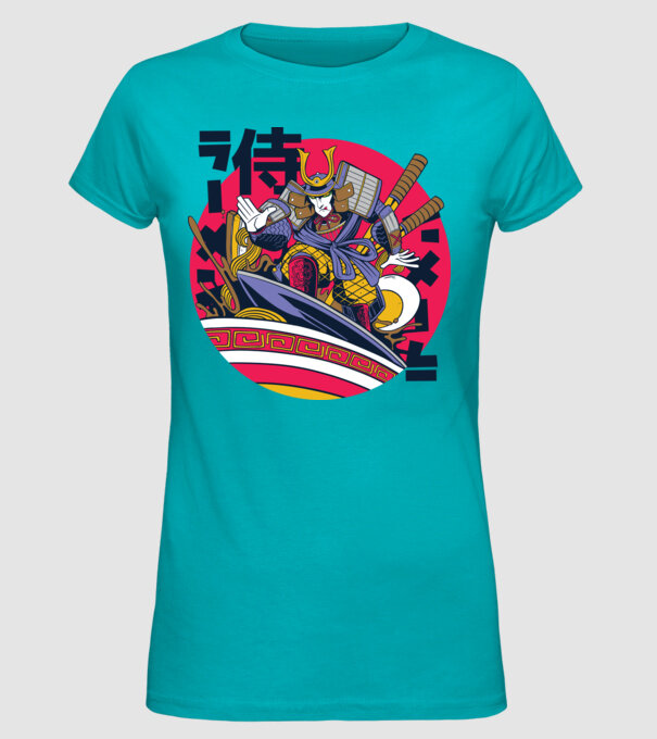 Samurai Ramen Surf model turcoaz pe tricou