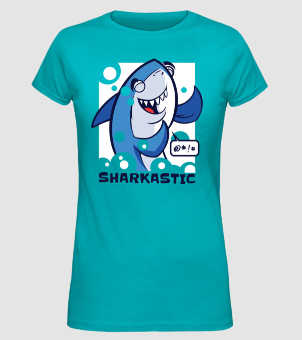 Sharkastic - Rechinul sarcastic model turcoaz pe tricou