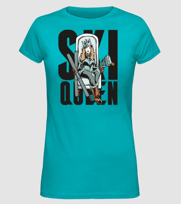 Ski Queen - Regină schioară model turcoaz pe tricou