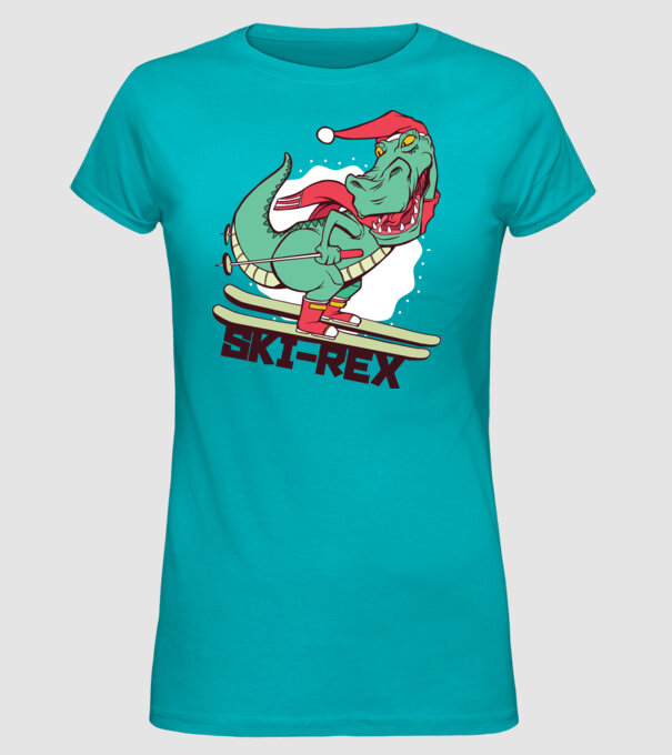 Ski Rex model turcoaz pe tricou