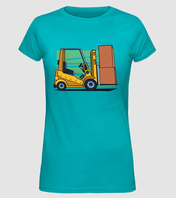 Stivuitor model turcoaz pe tricou