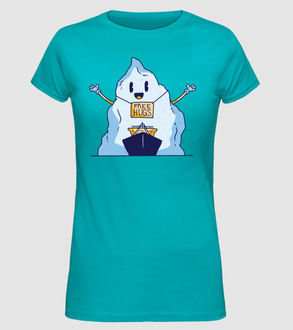 Titanic Iceberg Free Hugs model turcoaz pe tricou