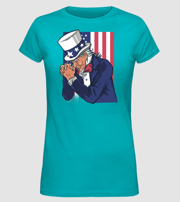 Uncle Sam se roagă model turcoaz pe tricou